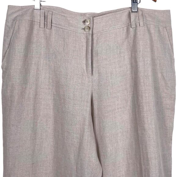 NWT MICHAEL KORS Wide-Leg Linen Trousers Size 20W Beige - Picture 4 of 16